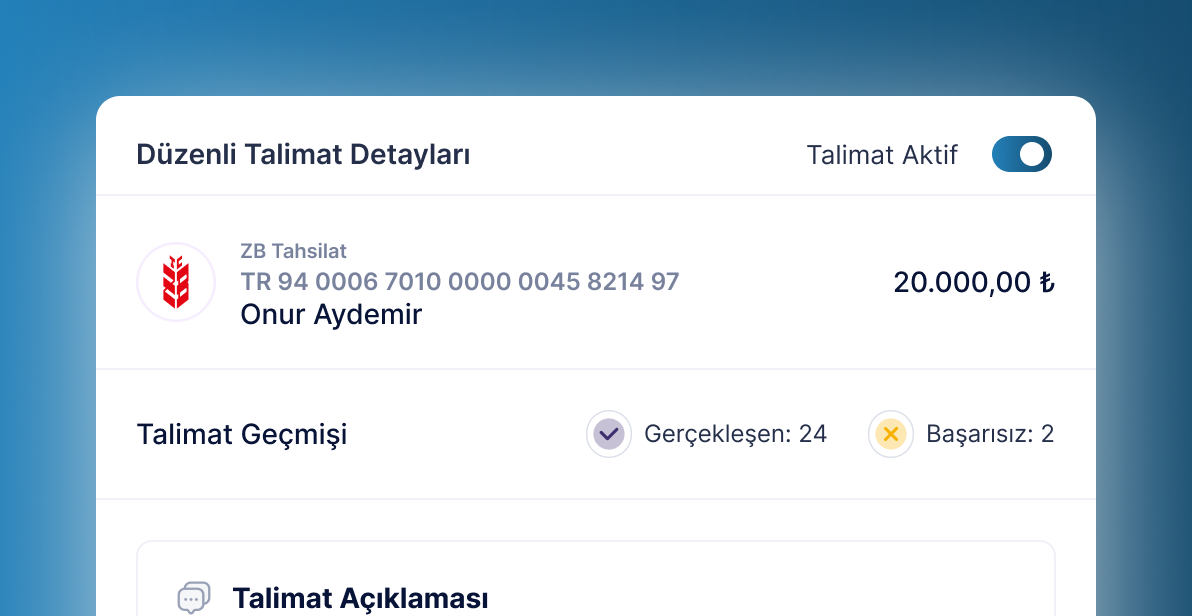 Düzenli talimatlı transfer ekranı